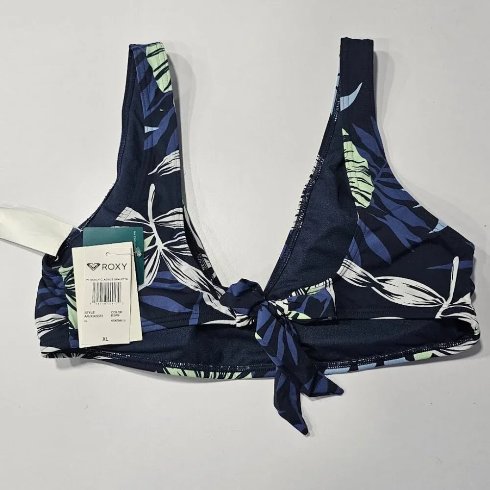 Roxy Printed Beach Classics Bralette Swim Top Mood Indigo - Picture 6 of 9
